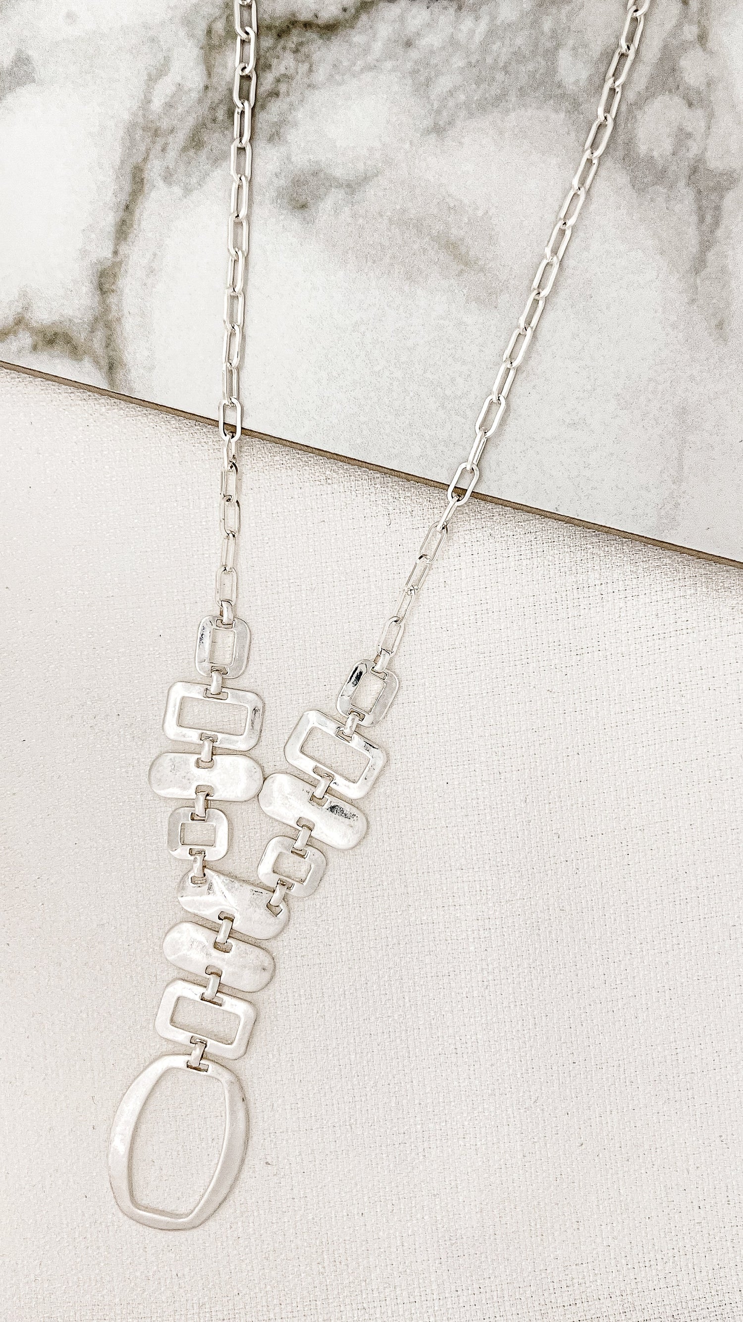 Long Necklace With Square Pendant