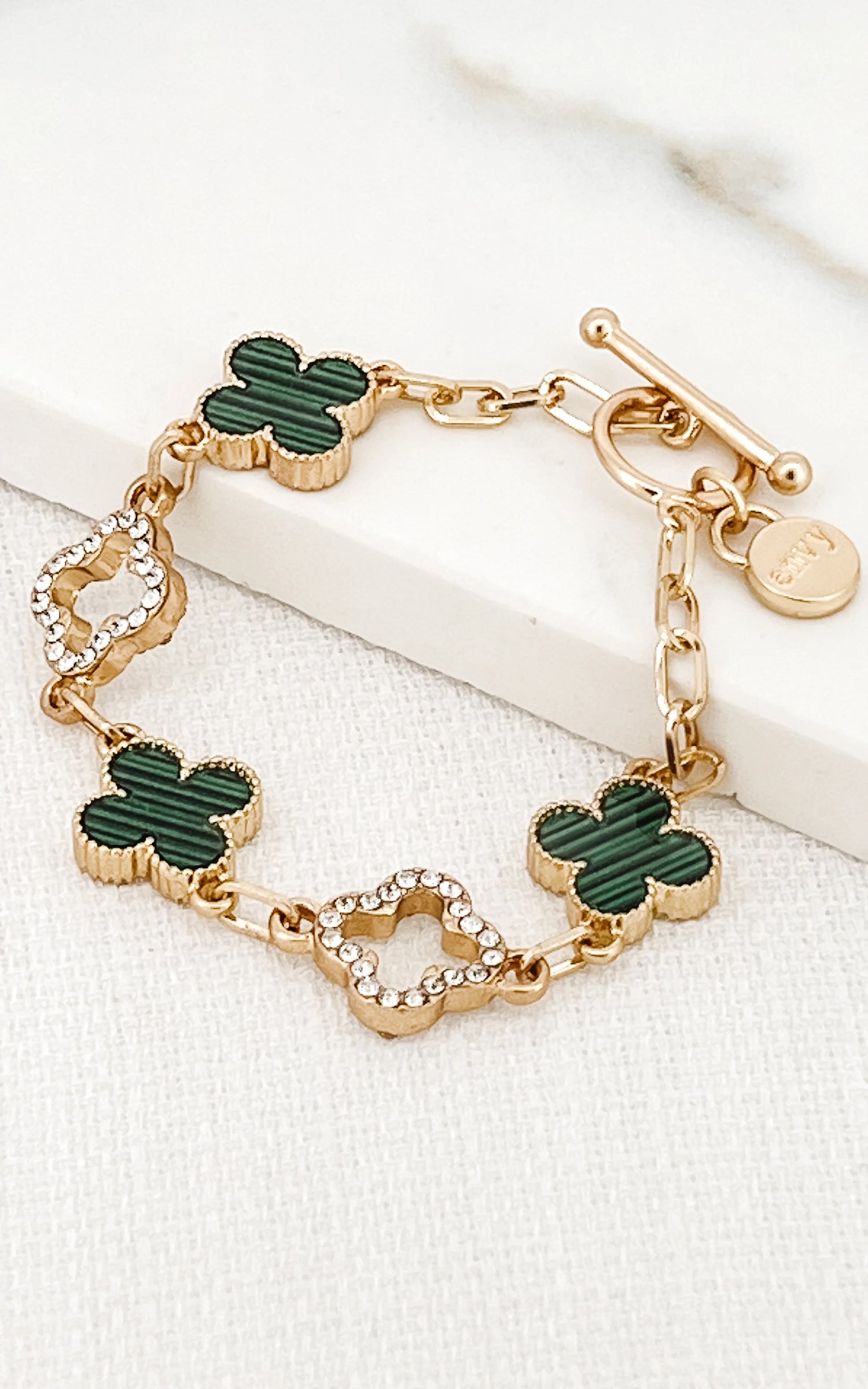 Chain Bracelet Green And Gold