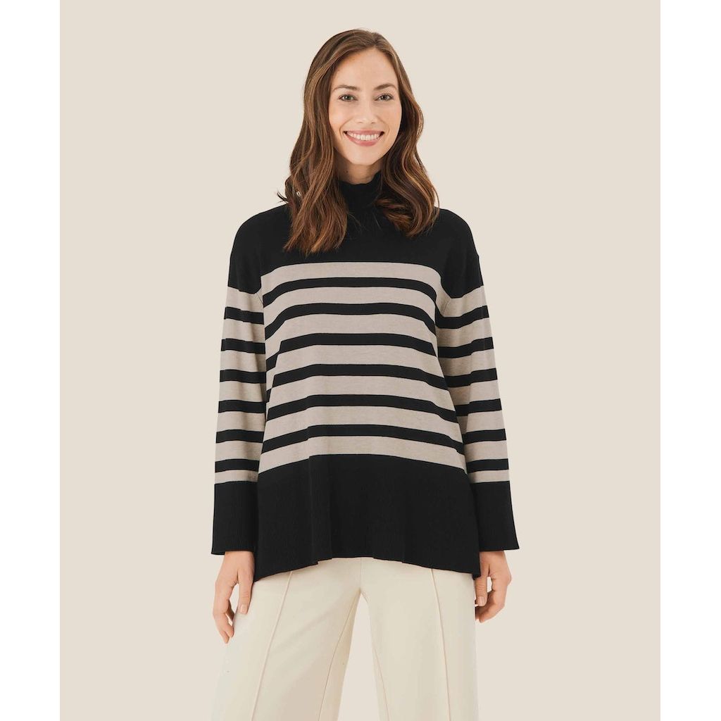 Fasoni Stripe High Neck Knit