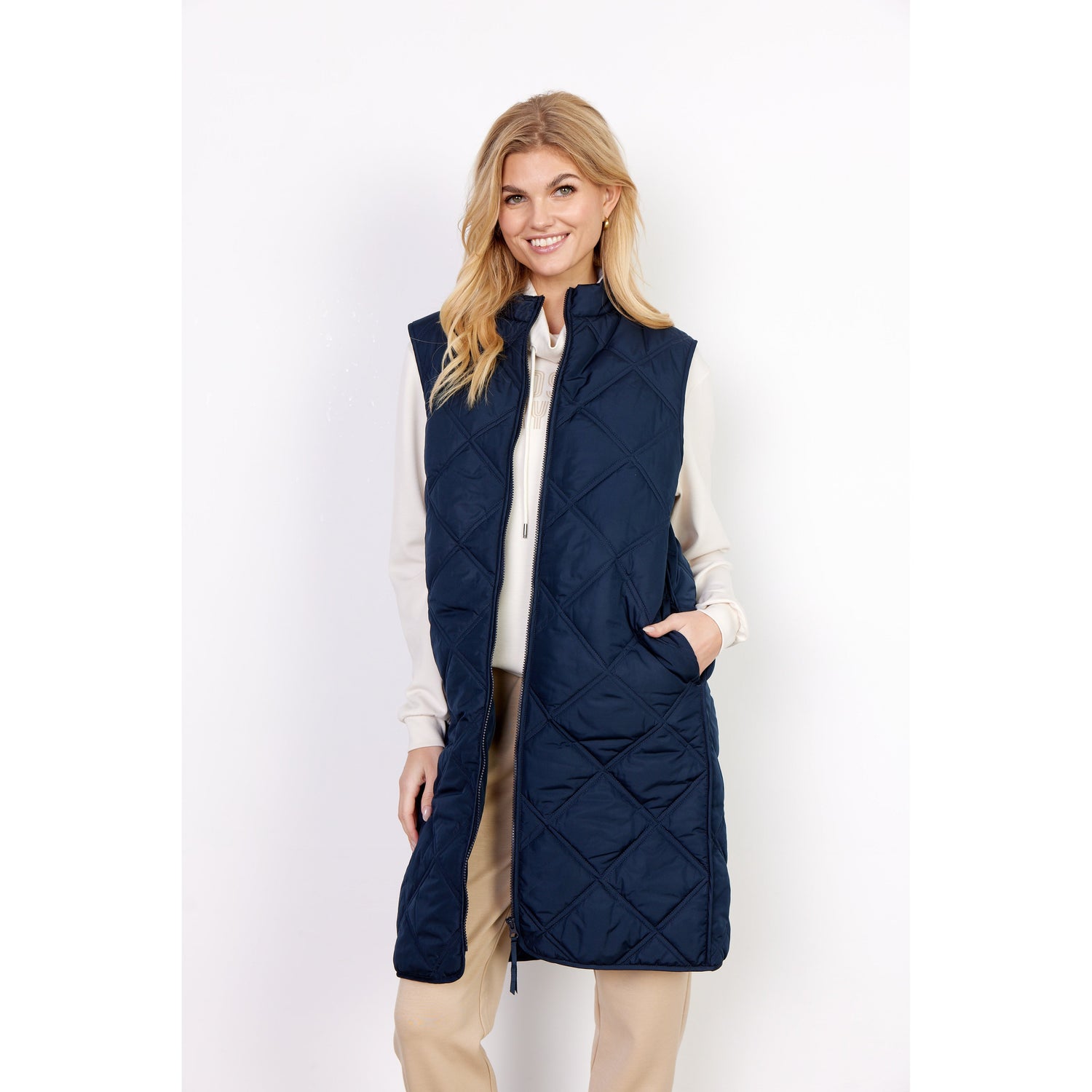 Fenya 53 Quilted Waistcoat-Soya Concept-Blue Water Clothing