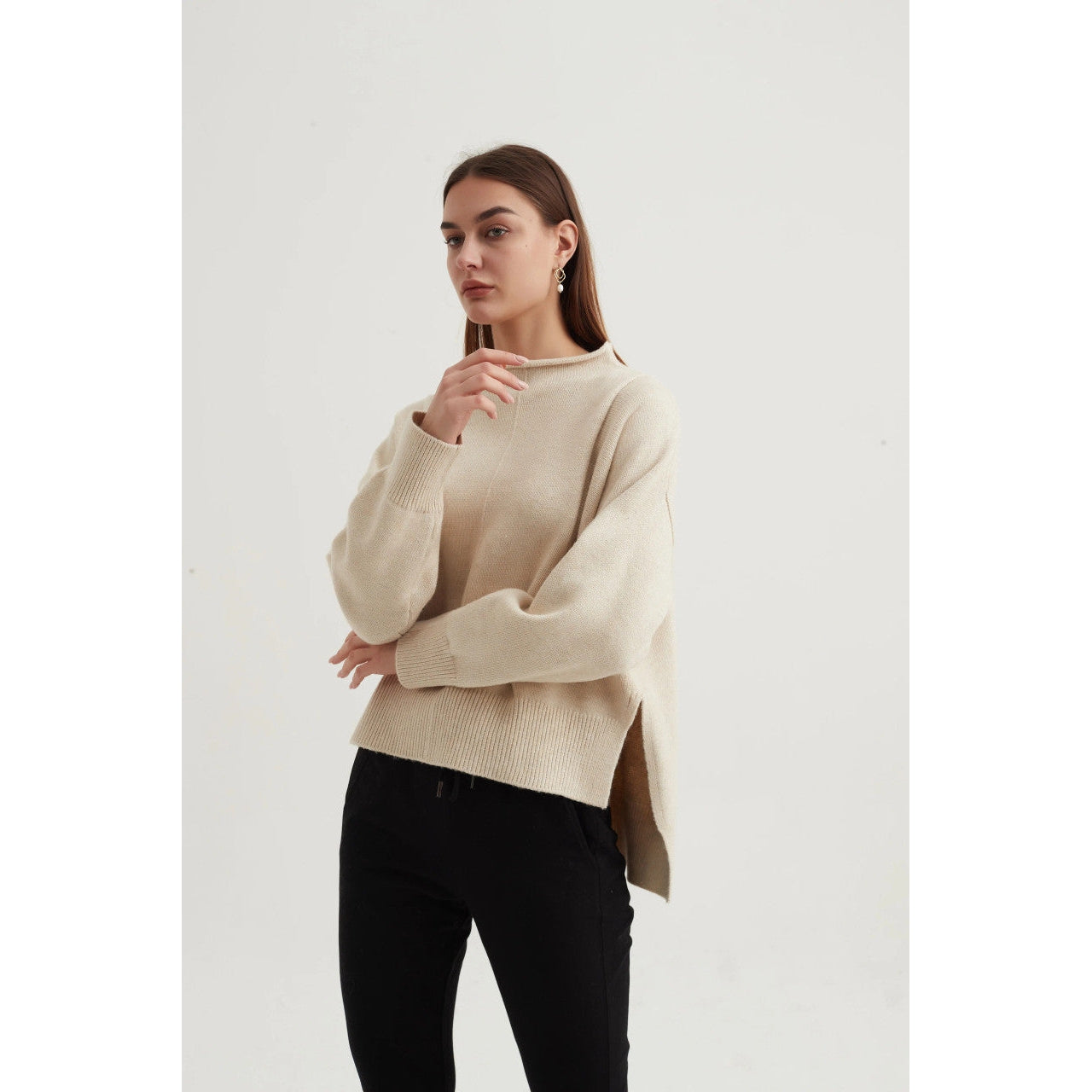 Relaxed High Neck Knit-Tirelli-Blue Water Clothing