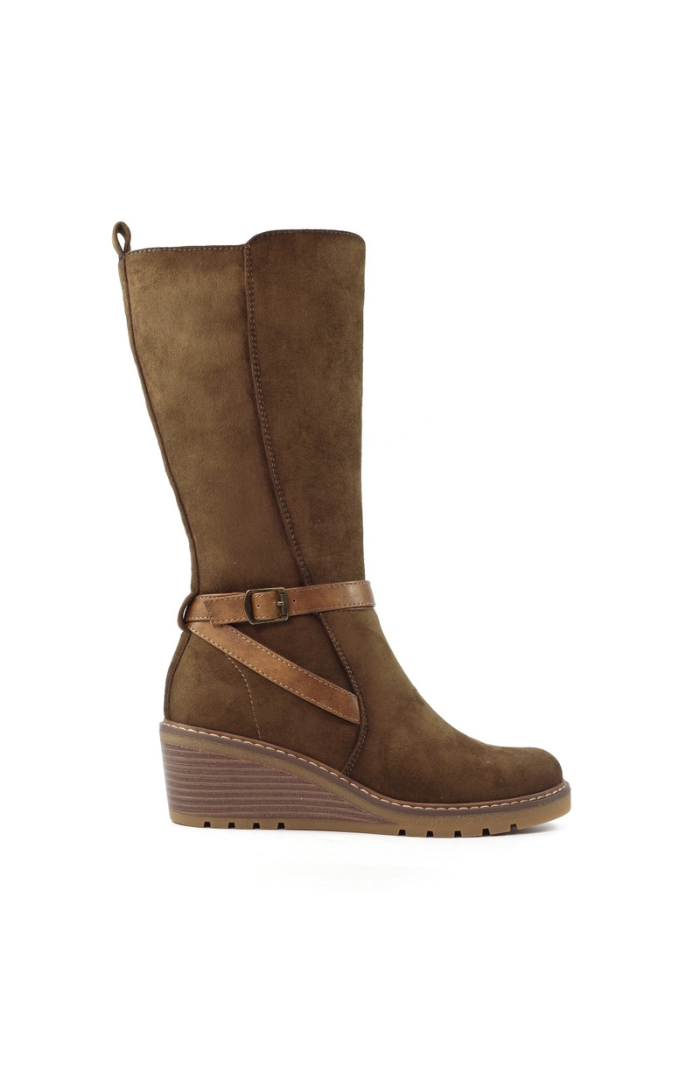 Rumer Tan Long Wedge Boot