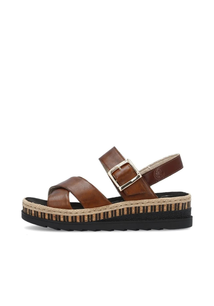 Velcro fasten Brown Leather Sandal