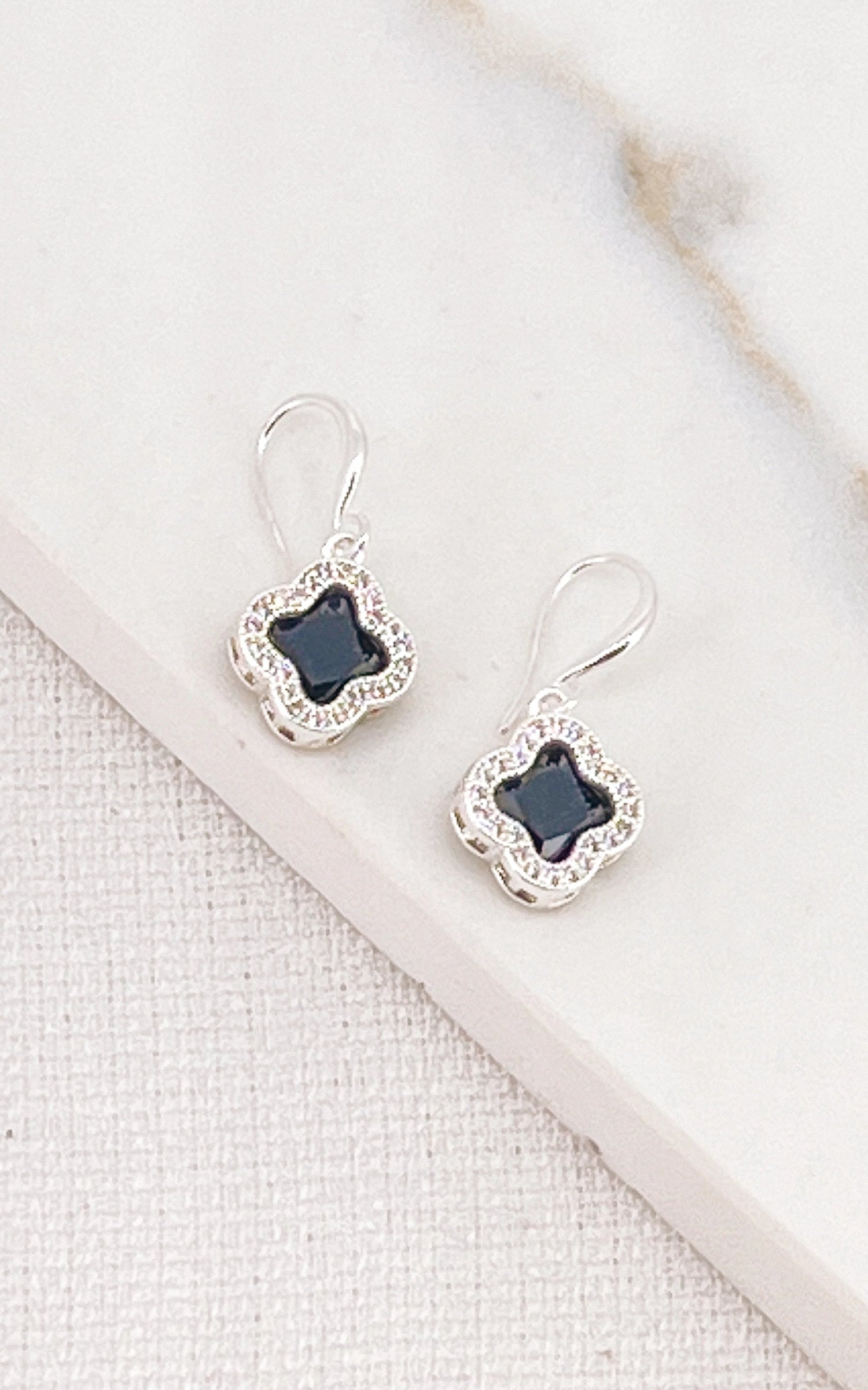 Silver Diamante Fluer Earrings