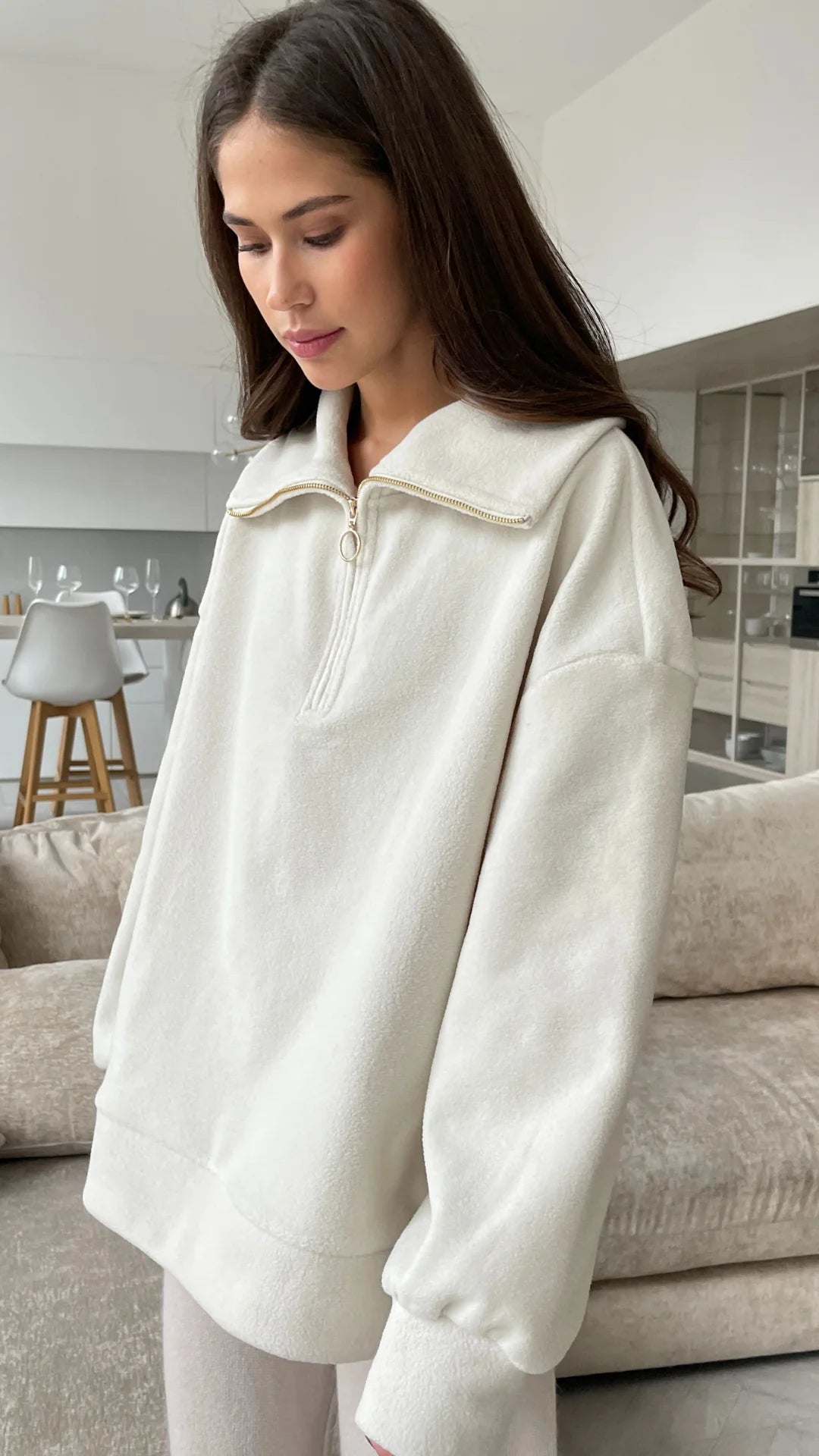 Sophie Half Zip Sweater Off White