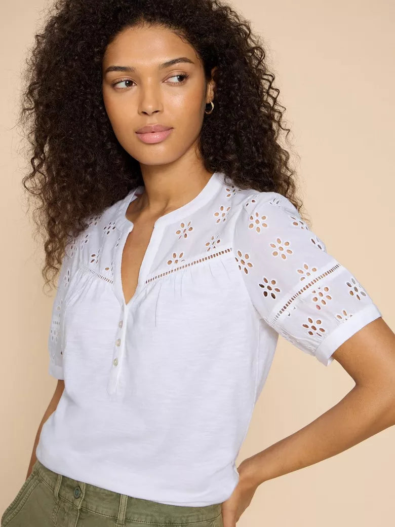 Belle Broderie Mix Top