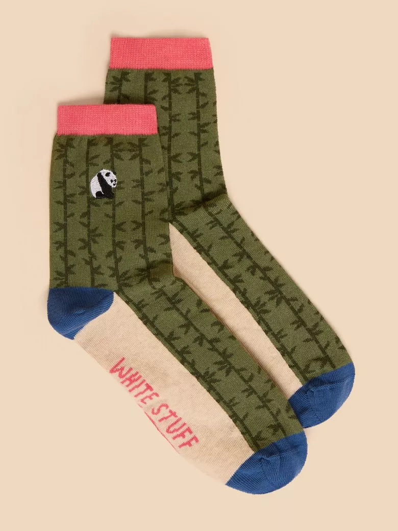 Embroidered Panda Ankle Sock