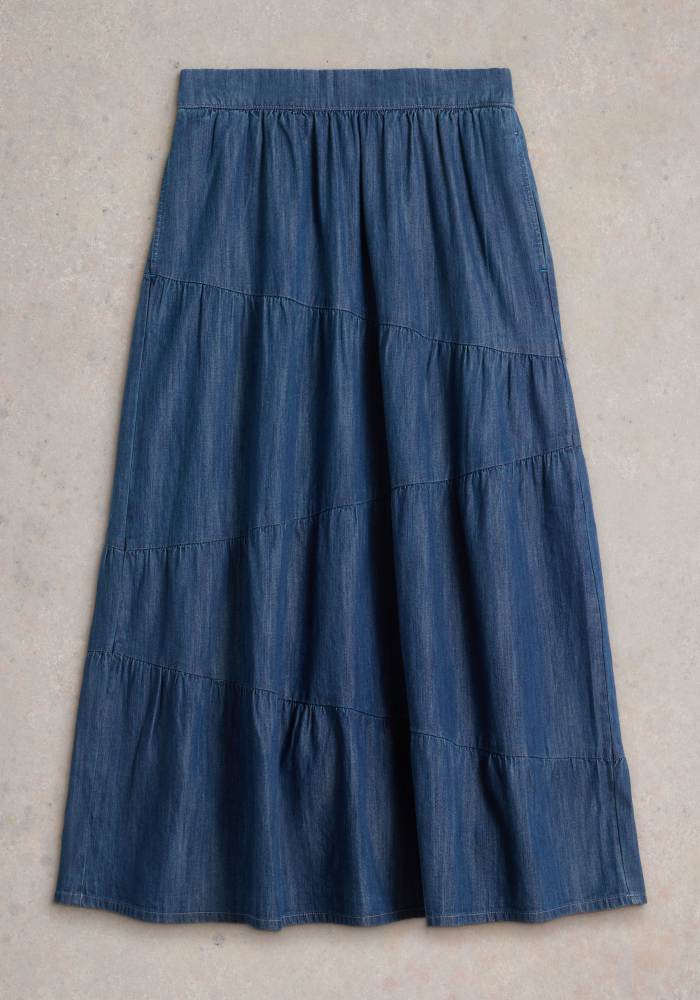 Jenna Denim Tiered Skirt