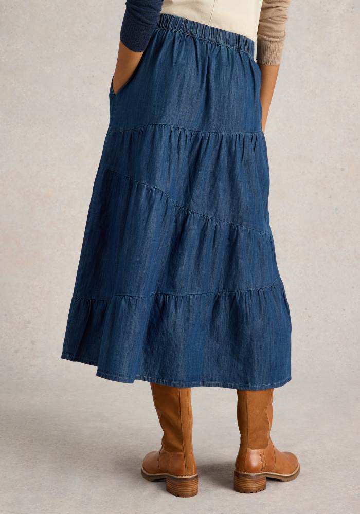 Jenna Denim Tiered Skirt