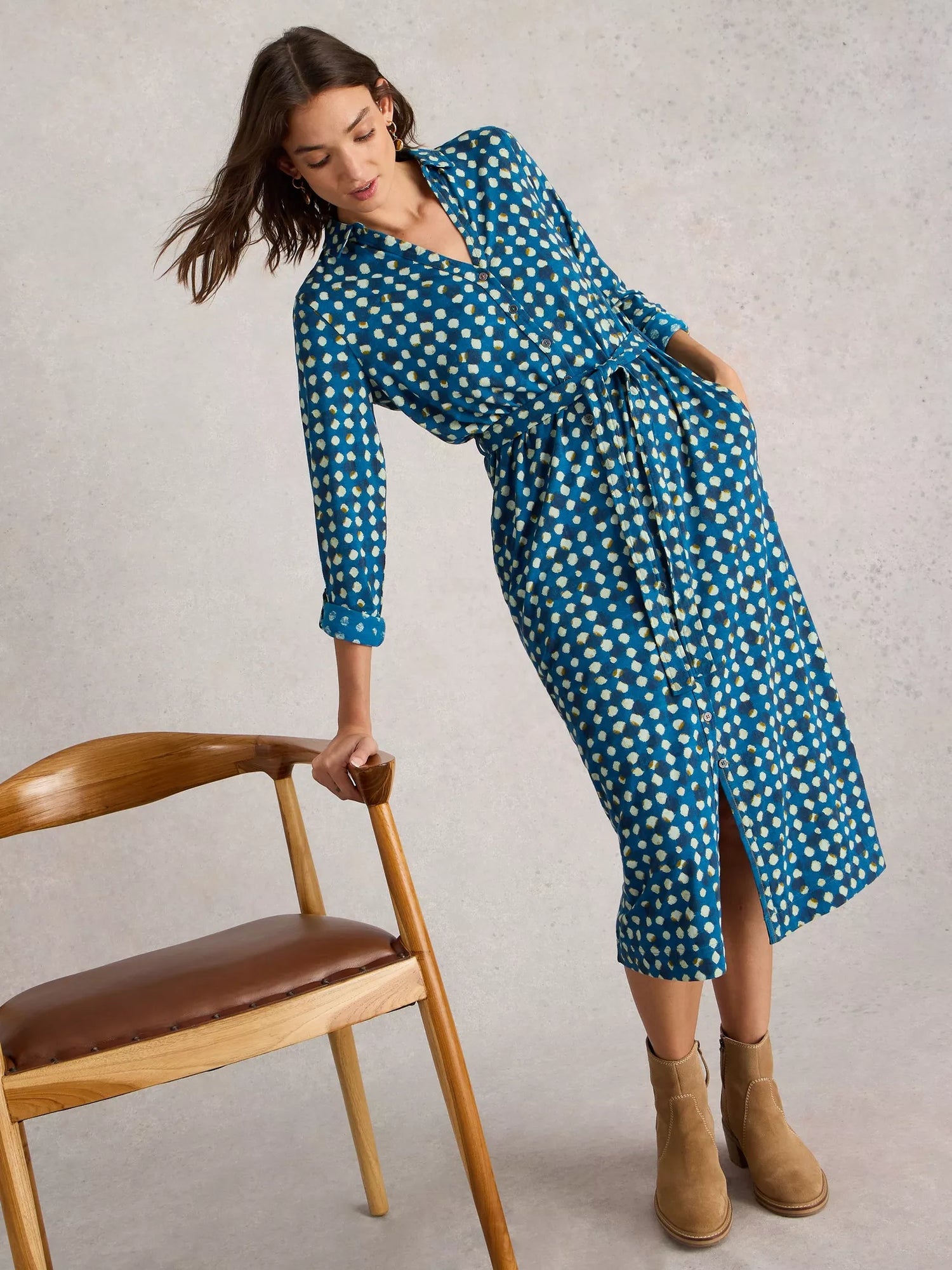 Annie Jersey Shirt Dress Blue PR