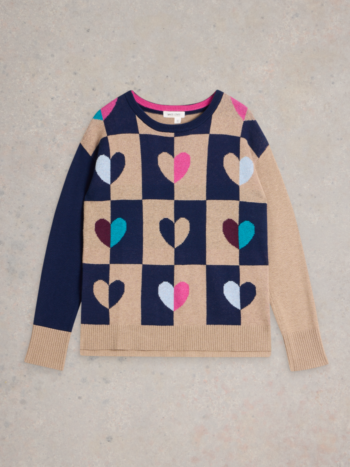 City Check Heart Jumper