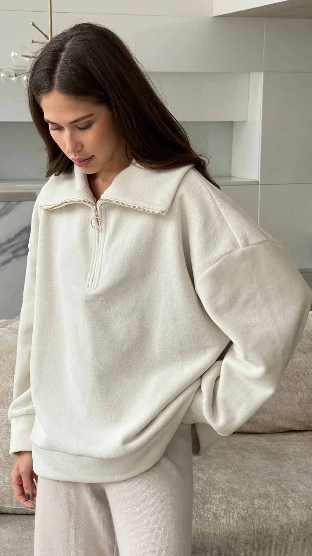 Sophie Half Zip Sweater Off White