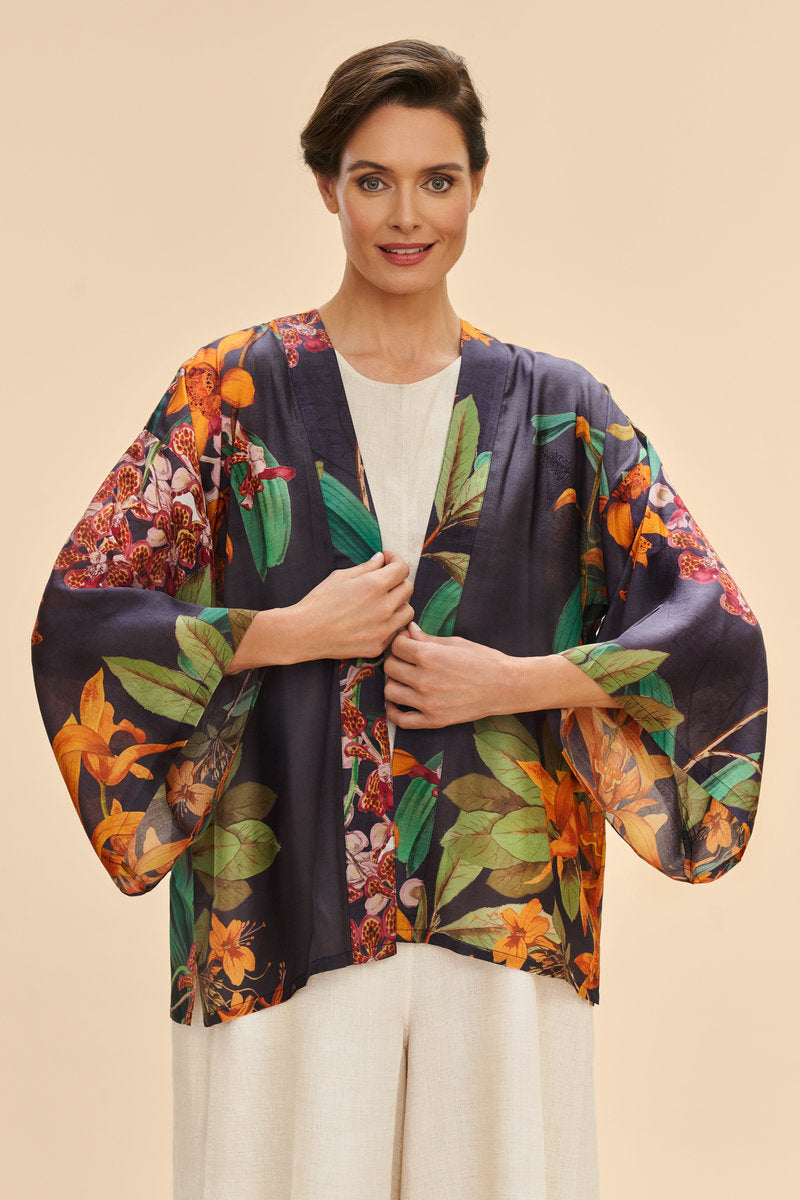 Botany Bliss Kimono Jacket - Charcoal