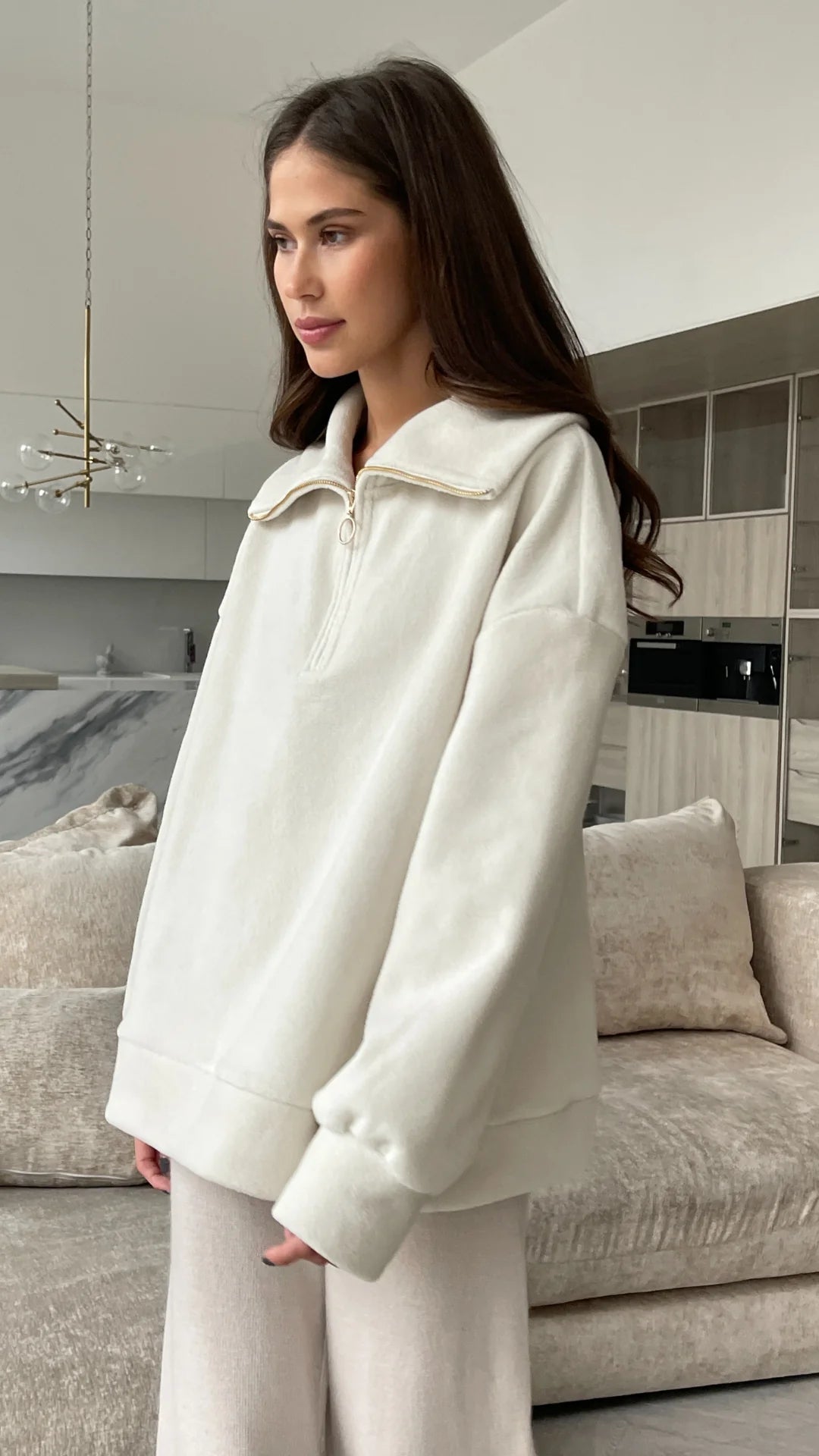 Sophie Half Zip Sweater Off White