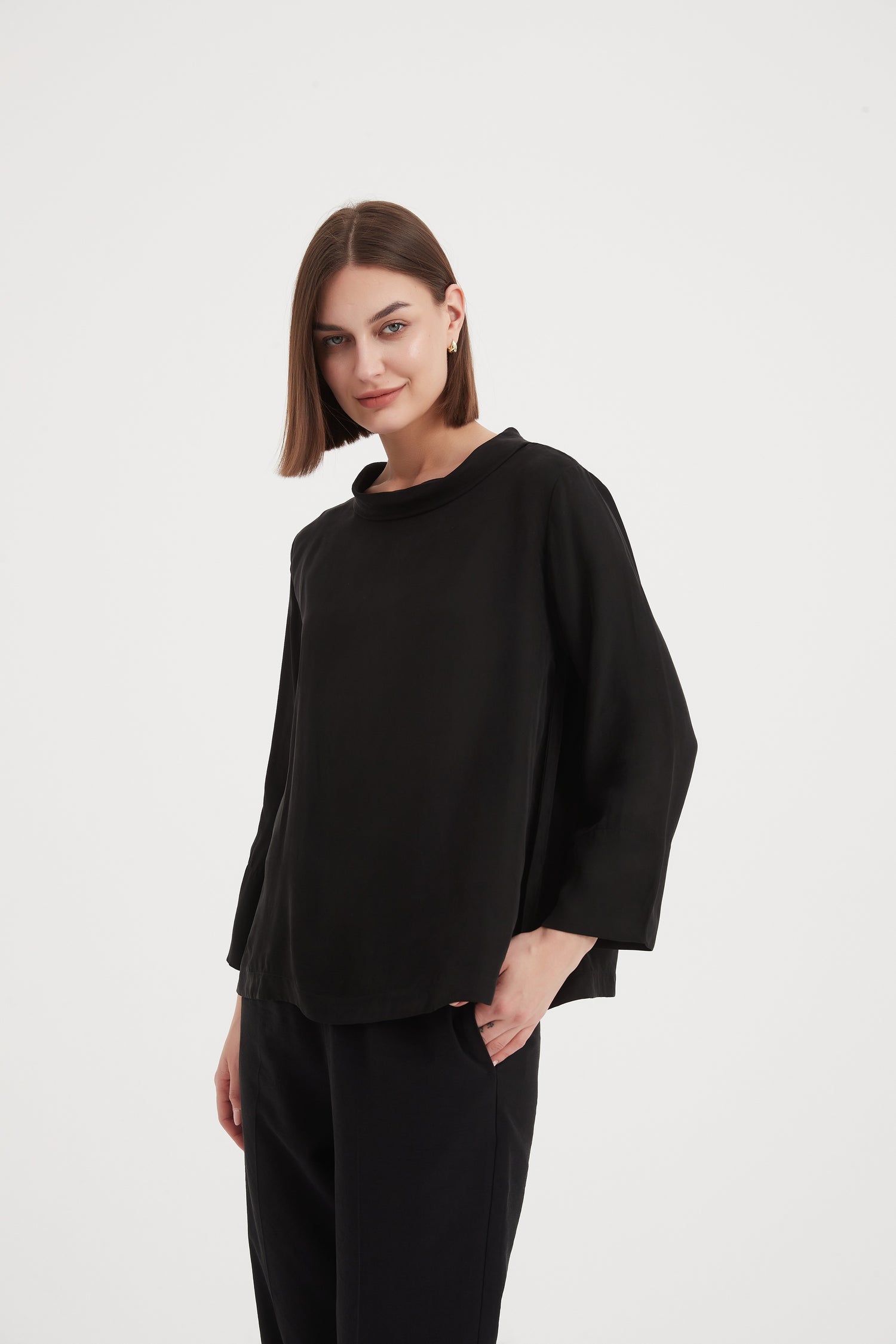 Bell Sleeve Mock Neck Top