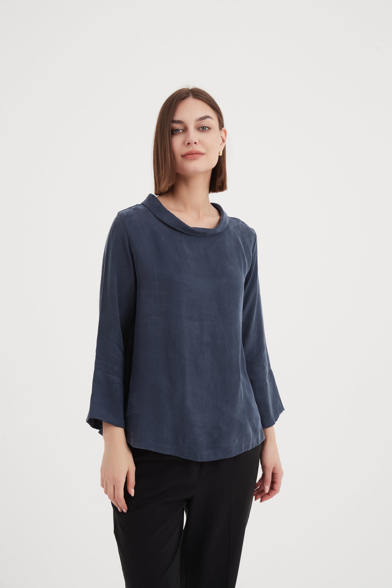 Bell Sleeve Mock Neck Top