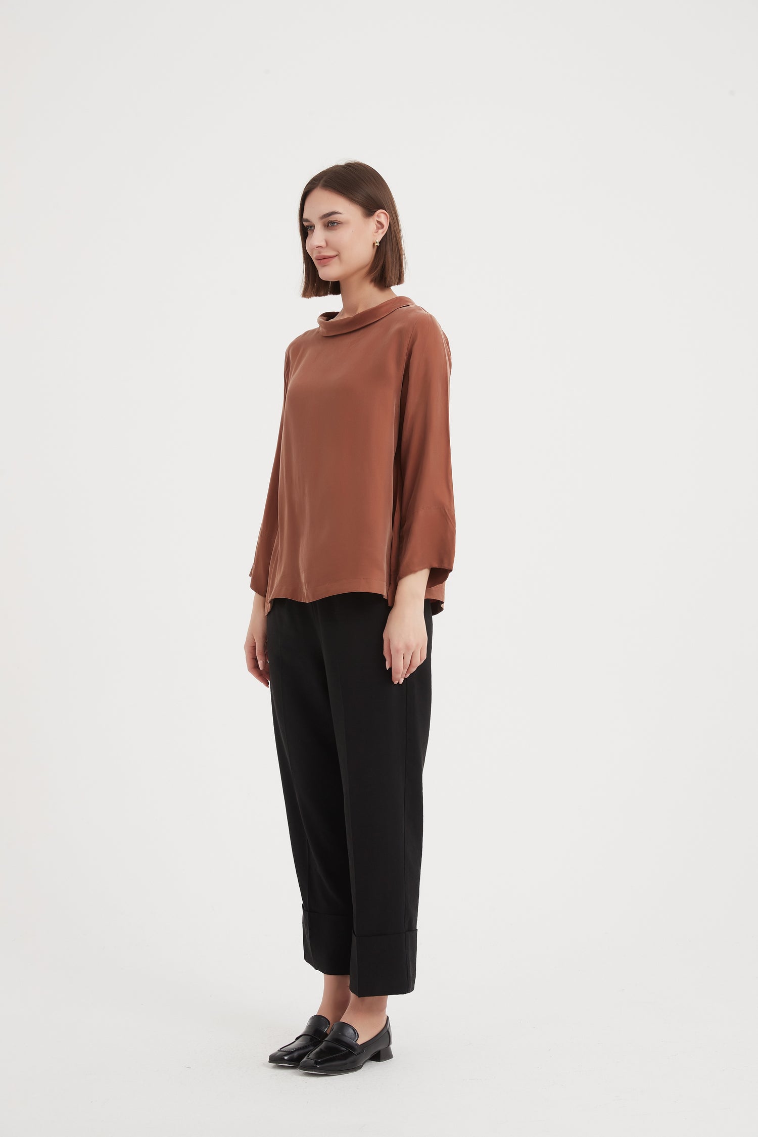 Bell Sleeve Mock Neck Top