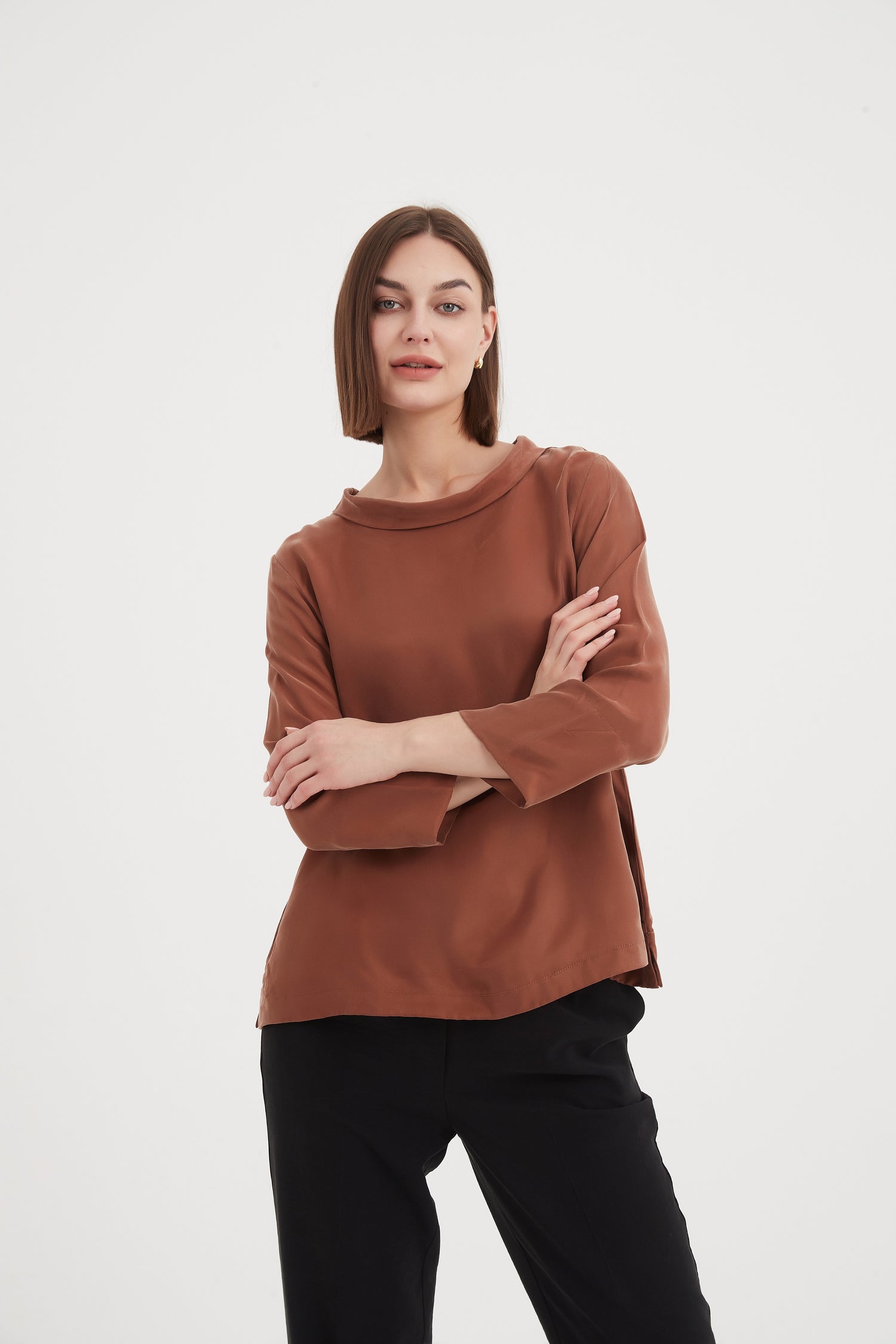 Bell Sleeve Mock Neck Top