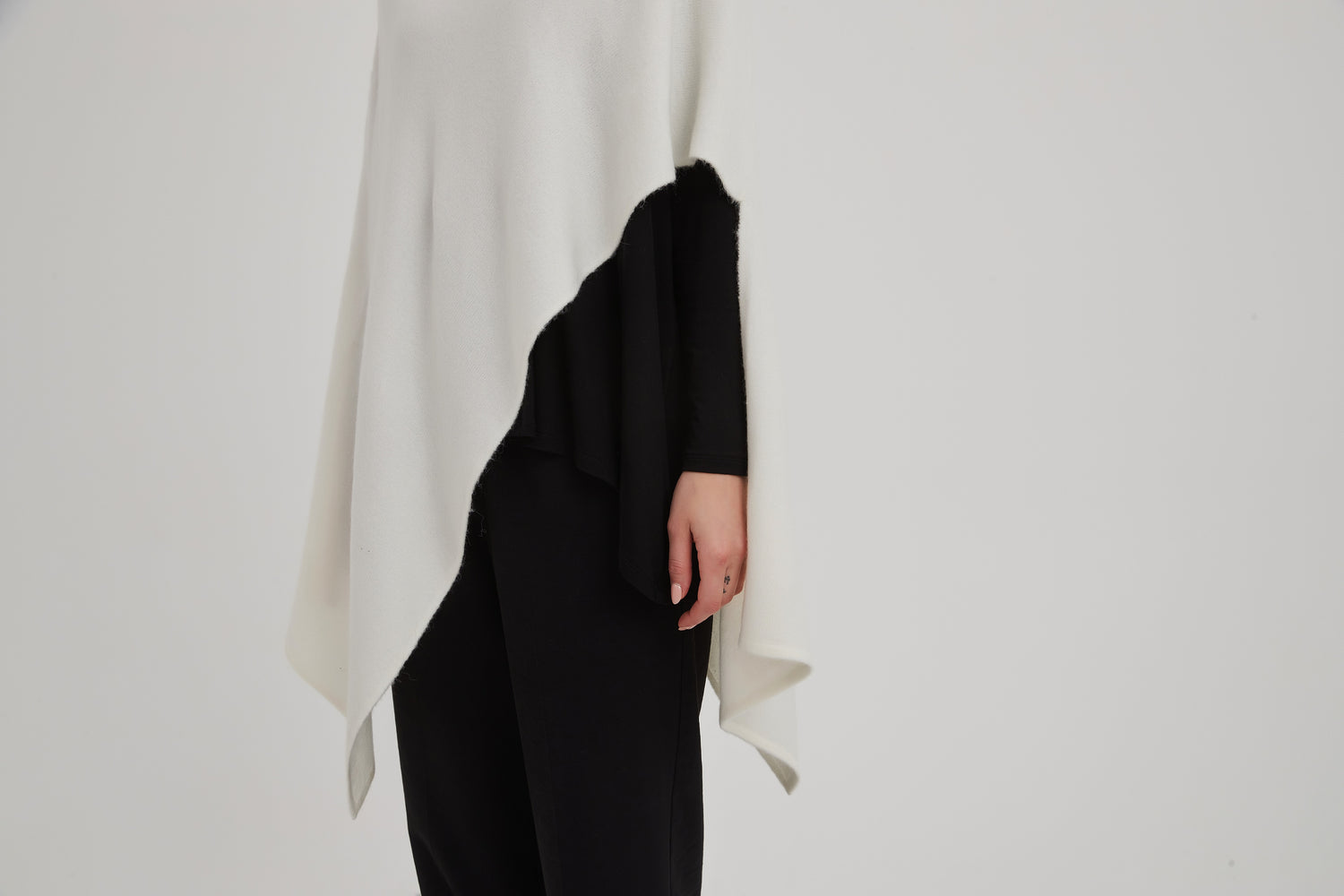 Button Detail Asymmetric Poncho