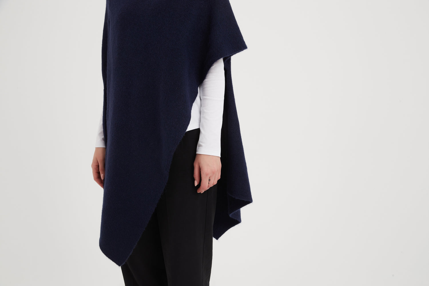 Button Detail Asymmetric Poncho