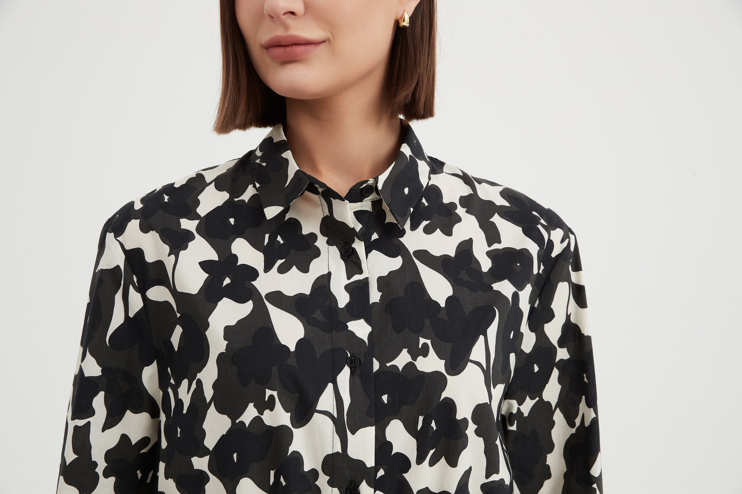 Elastic Front Hem Print Shirt