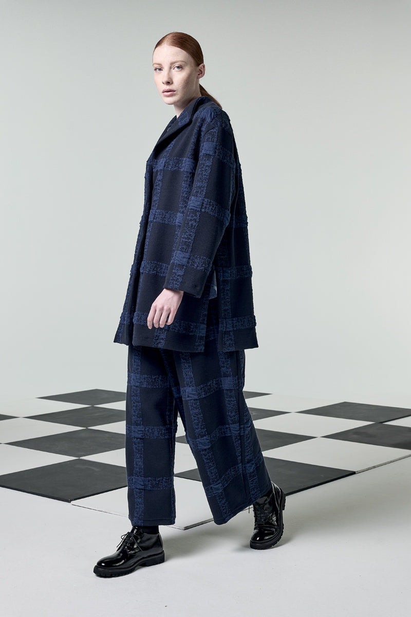 Long Check Padded Tunic Jacket