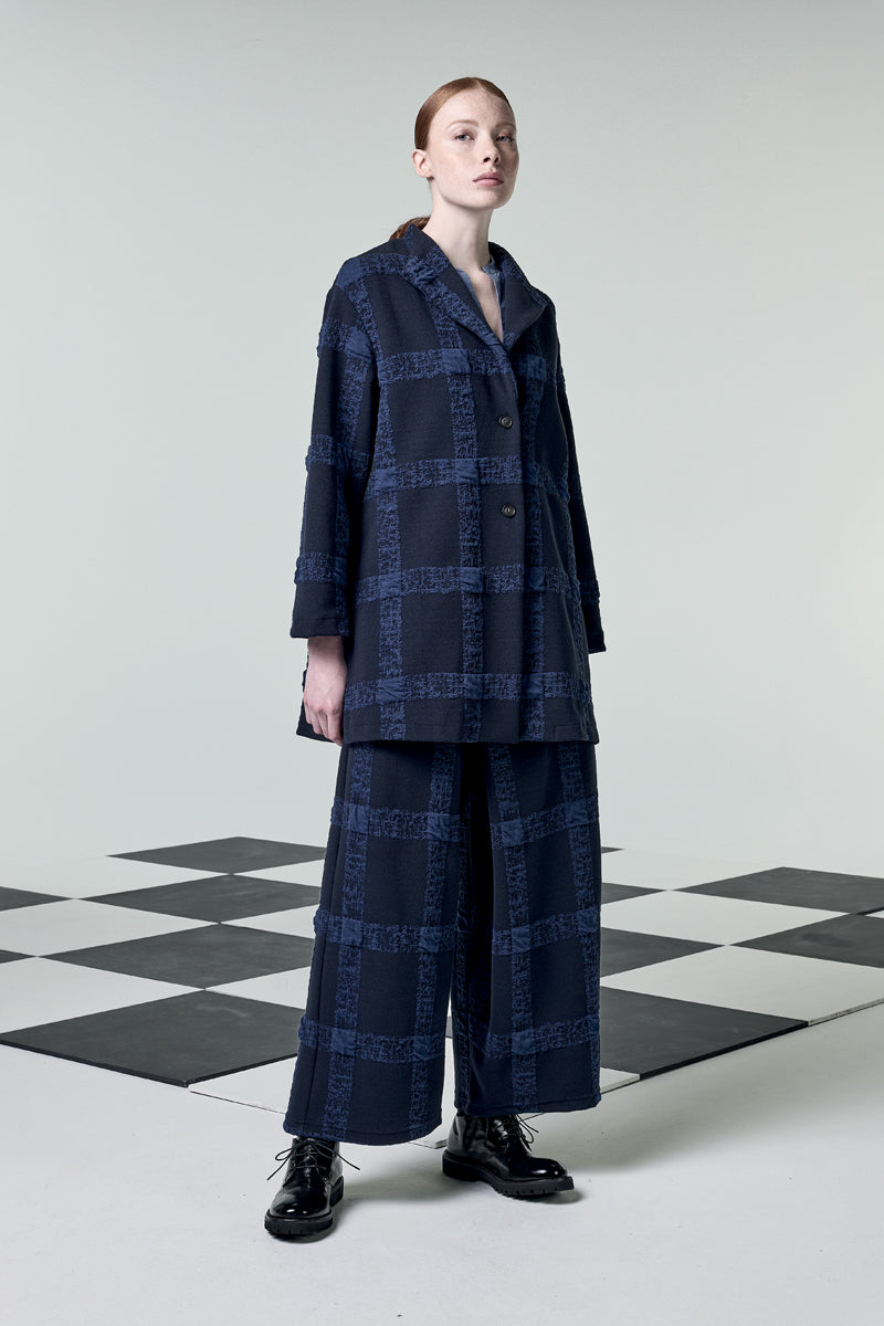 Long Check Padded Tunic Jacket