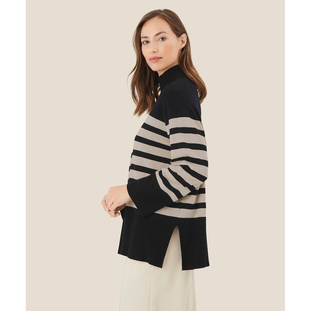 Fasoni Stripe High Neck Knit – Blue Water Clothing