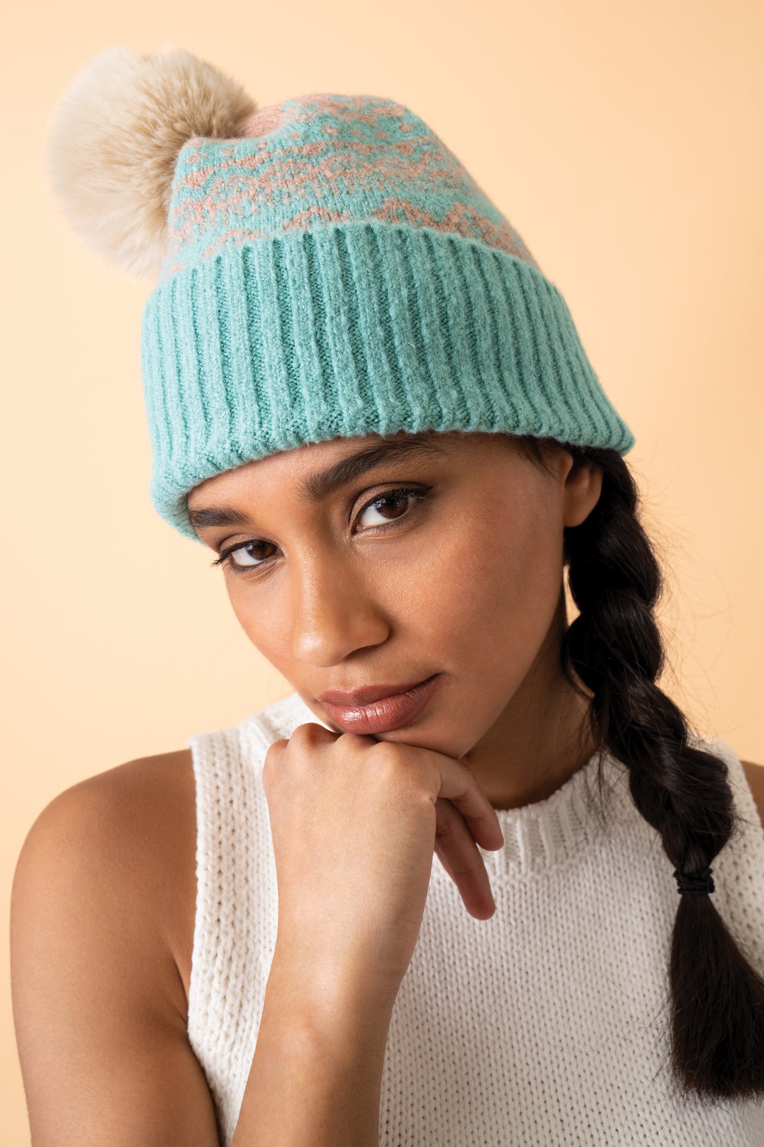 Thora Bobble Hat - Aqua