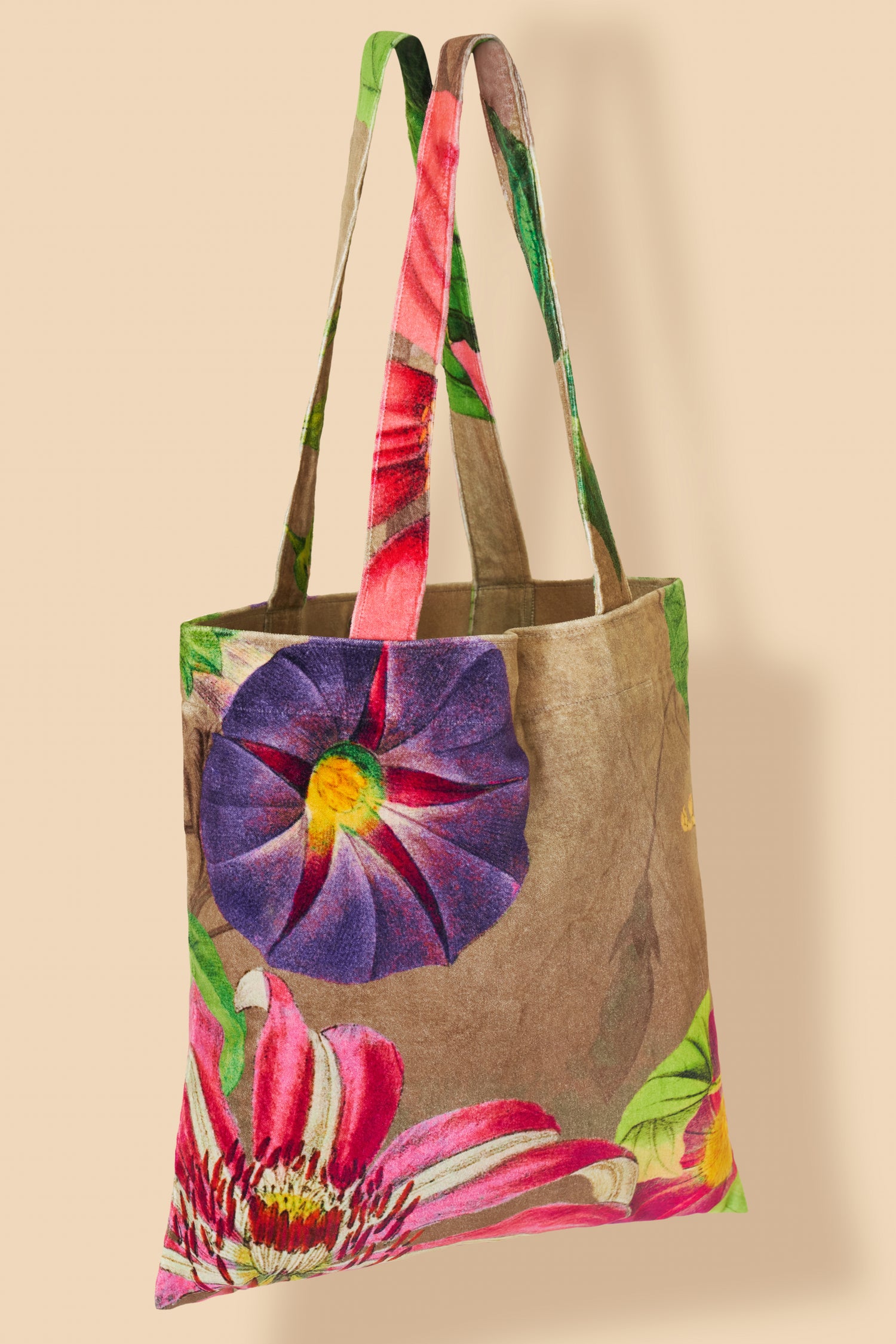 Oversized Botanicals Velvet Tote Bag