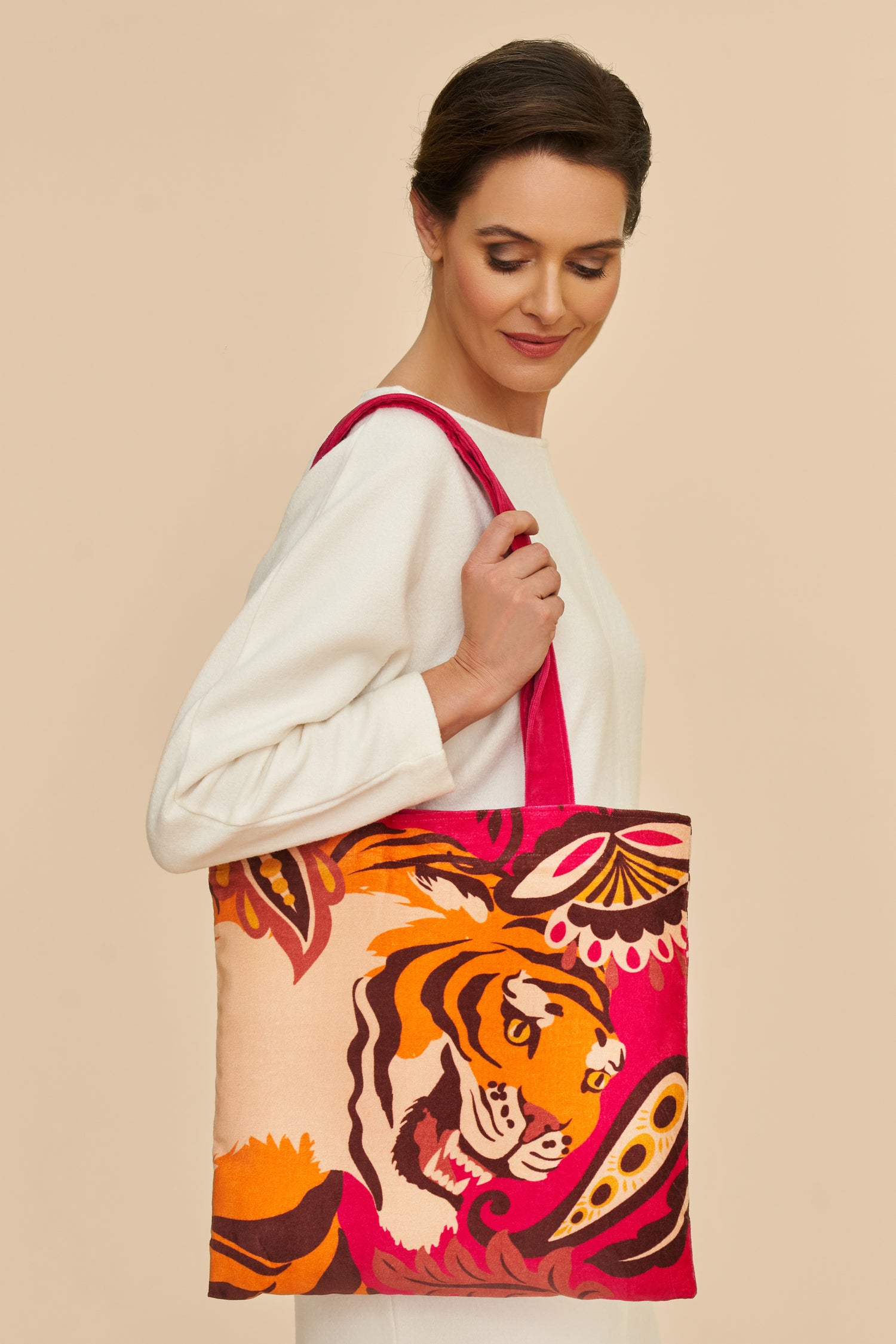 Roaring Tiger Velvet Tote Bag