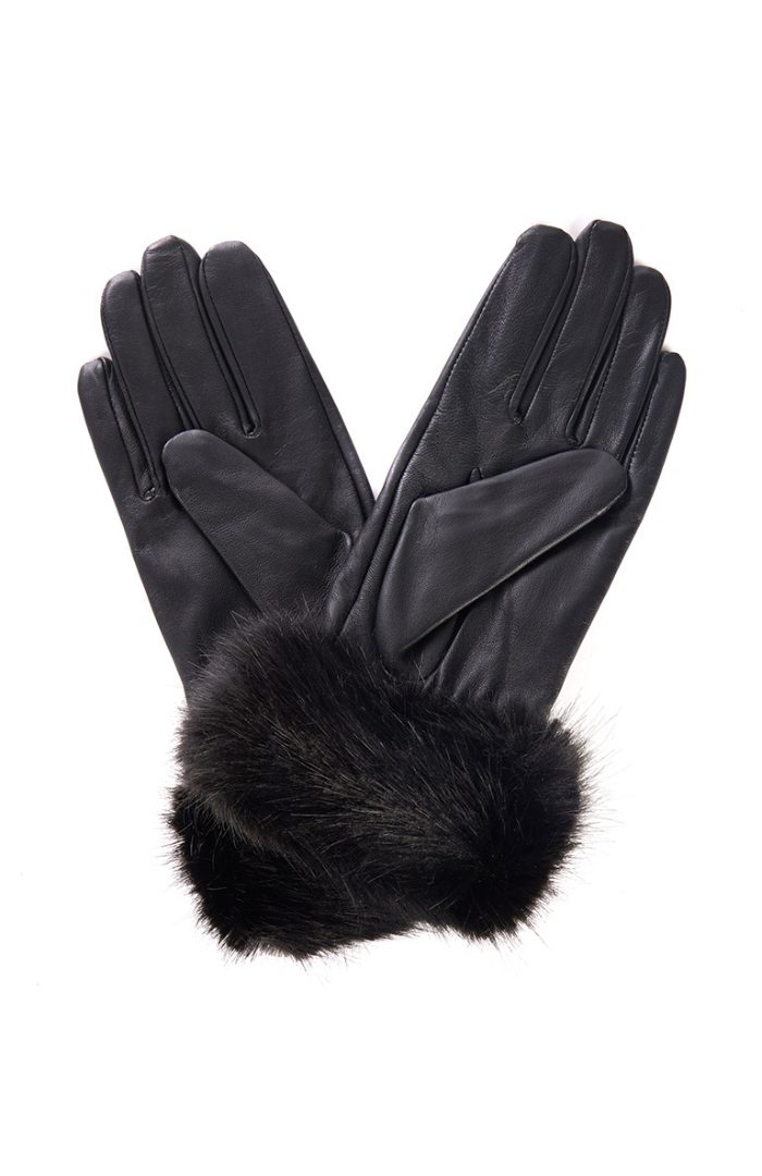 Barbour Fur Trimmed Leather Gloves