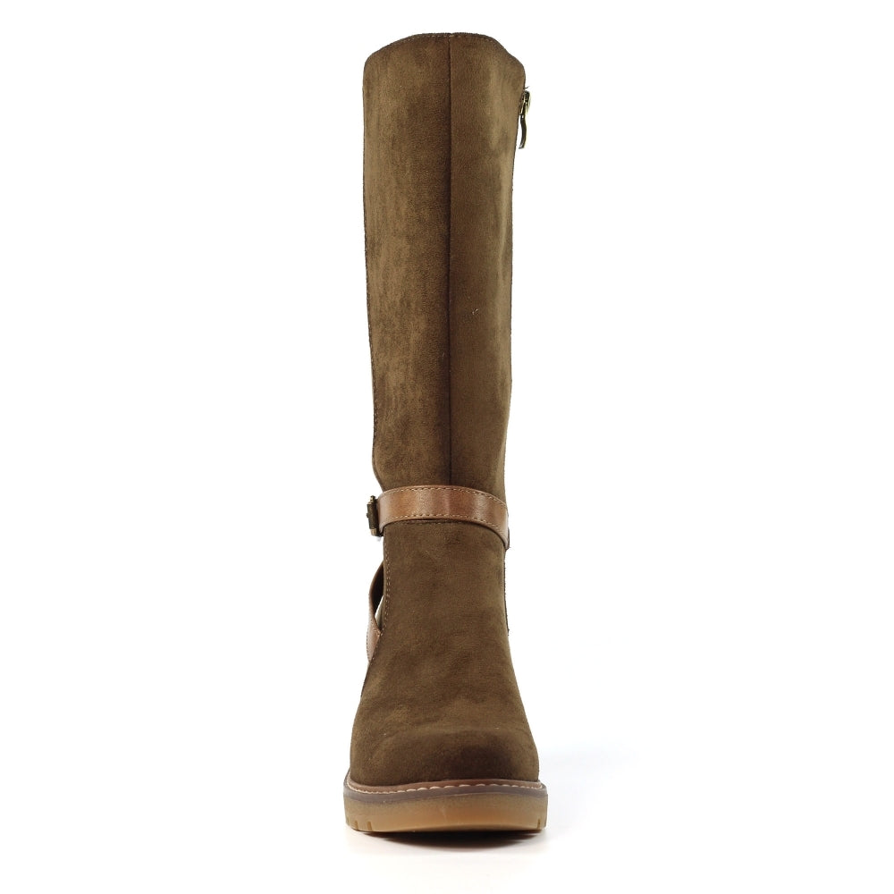 Rumer Tan Long Wedge Boot