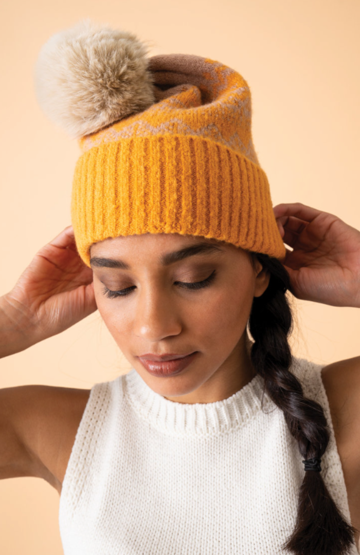 Thora Bobble Hat - Mustard