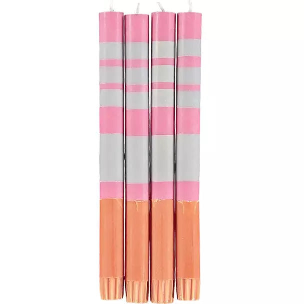 Striped Willow Grey, Neyron Rose and Orange Flame Eco Dinner Candles - escape