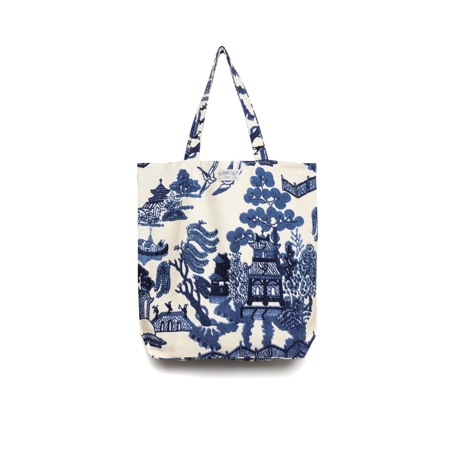 Ancient Columns Blue Canvas Bag-One Hundred Stars-Blue Water Clothing