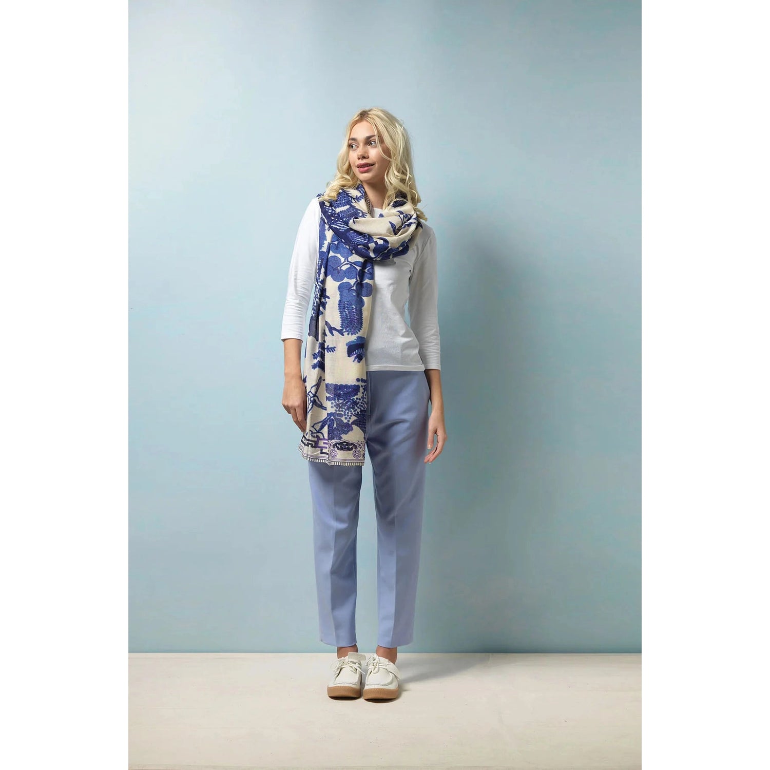 Printed Scarf-One Hundred Stars-Blue Water Clothing