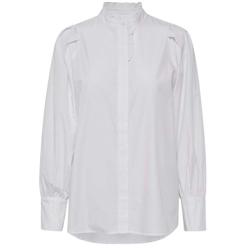 Fransa Hallie Long Sleeve Shirt White - escape
